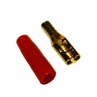 Flachsteckerhülse 2,8 mm vergoldet 2,5 qmm Kabel Rot