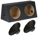 Doppel Bass Gehäuse Box MDF + 2x 30cm Auto Subwoofer...