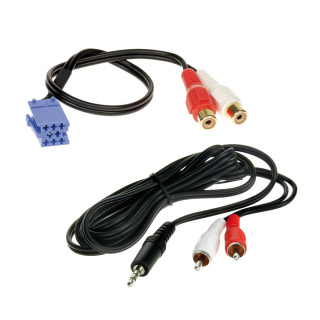 AUX in Adapter Anschluss Kabel Mini ISO Blau auf 3,5mm Klinke