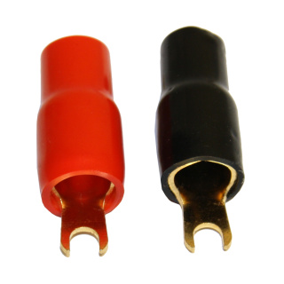 1 Paar Gabel-Kabelschuh 35 qmm (rot/schwarz)