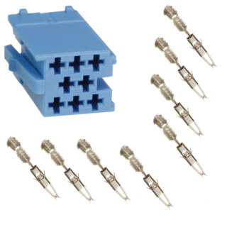 Mini ISO Stecker Leergehäuse 8 Polig Blau inklusive 8 Stück Micro Timer Kontakte