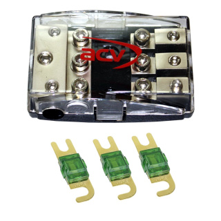3-fach Auto Stromkabel Sicherungsverteiler + 100A Sicherungen