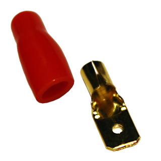 Flachstecker vergoldet 4-6qmm / 6,3mm vergoldet rot